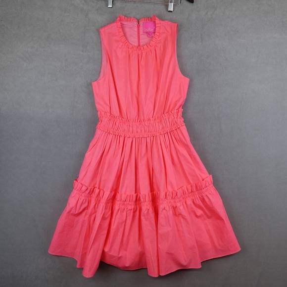 Lilly Pulitzer Dresses & Skirts - Lilly Pulitzer Elina Stretch Ruffle Dress Pink Size 4 Zip Back